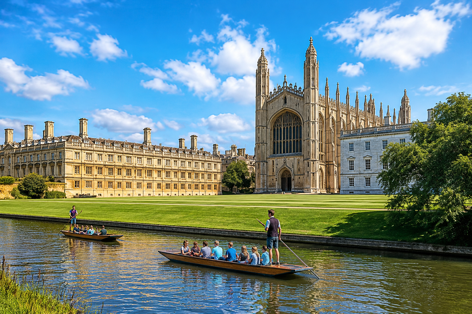 Cambridge üniversite kampüsü ve yeşil alanlar