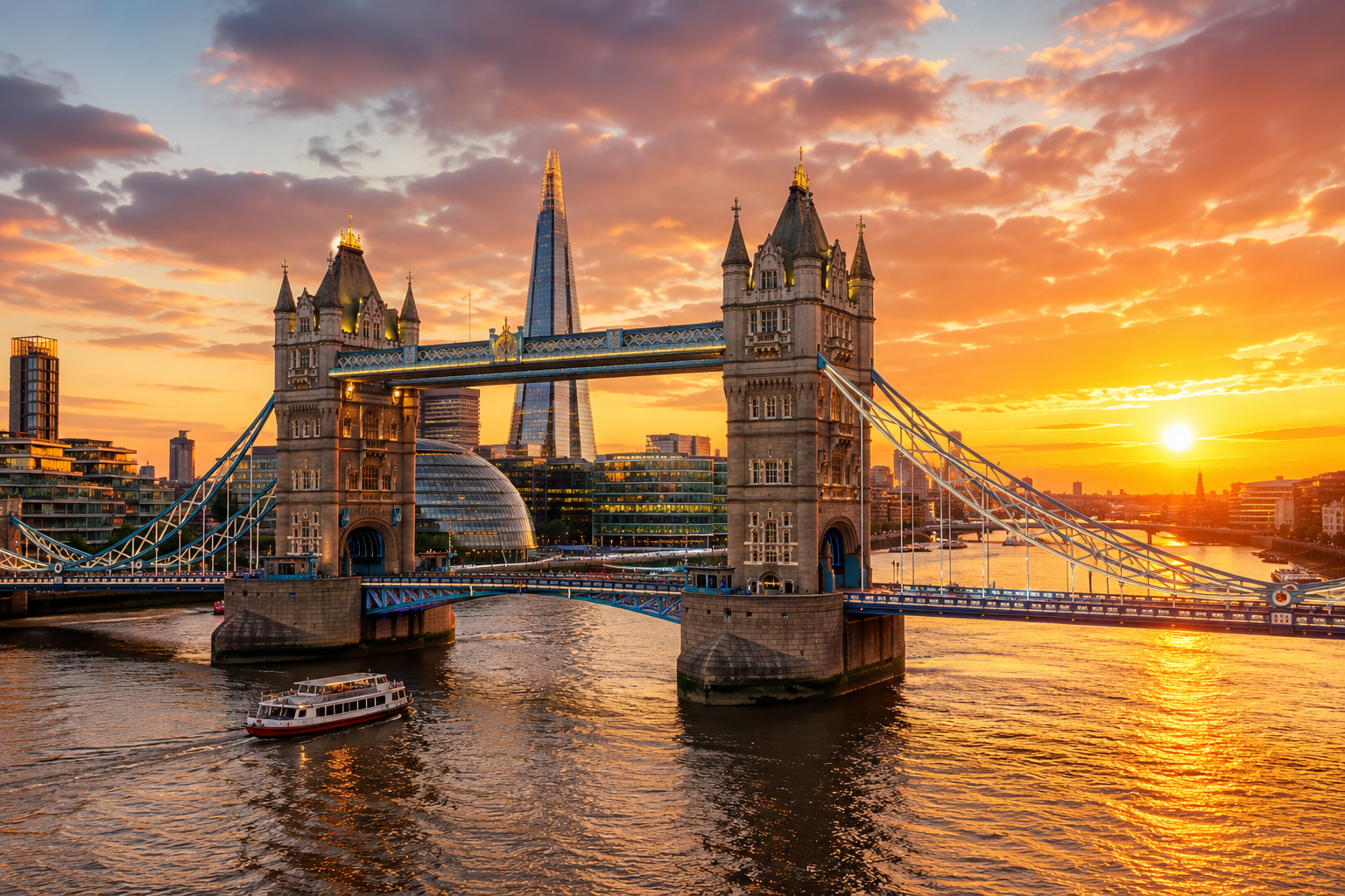 Londra şehir manzarası ve Thames Nehri