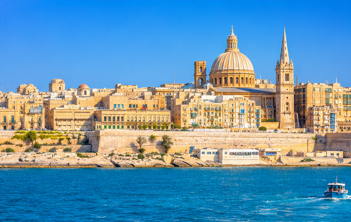 Malta Valletta sahili ve tarihi şehir