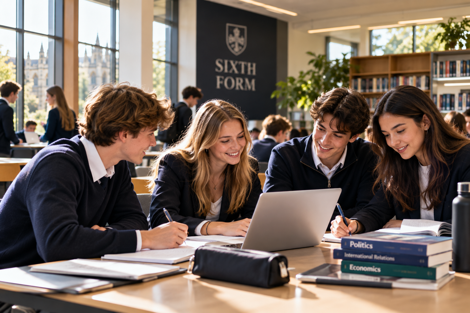 İngiltere Sixth Form öğrencileri akademik çalışma ortamında